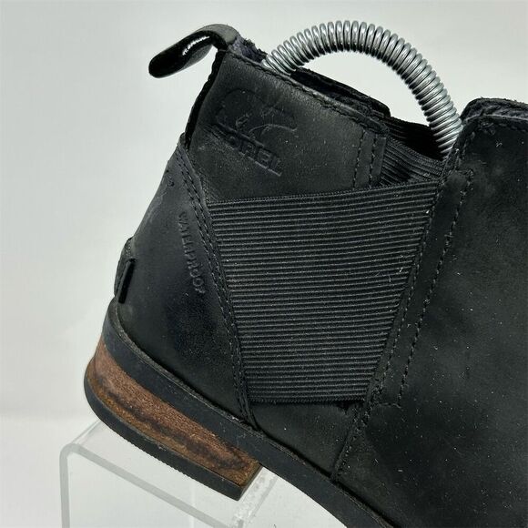 Sorel Women's Emelie Chelsea Black Leather Ankle Boots Size 7 Waterproof - Picture 2 of 13